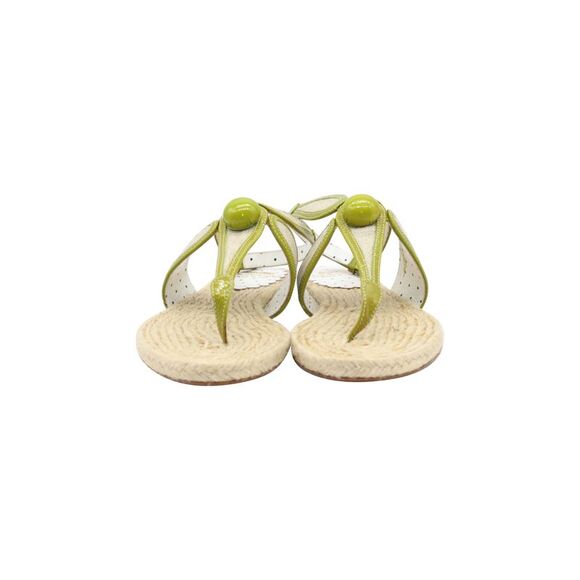 Pre Loved Moschino Vintage Espadrille Thong Sandals Button Detail Women Beige - Picture 3 of 6